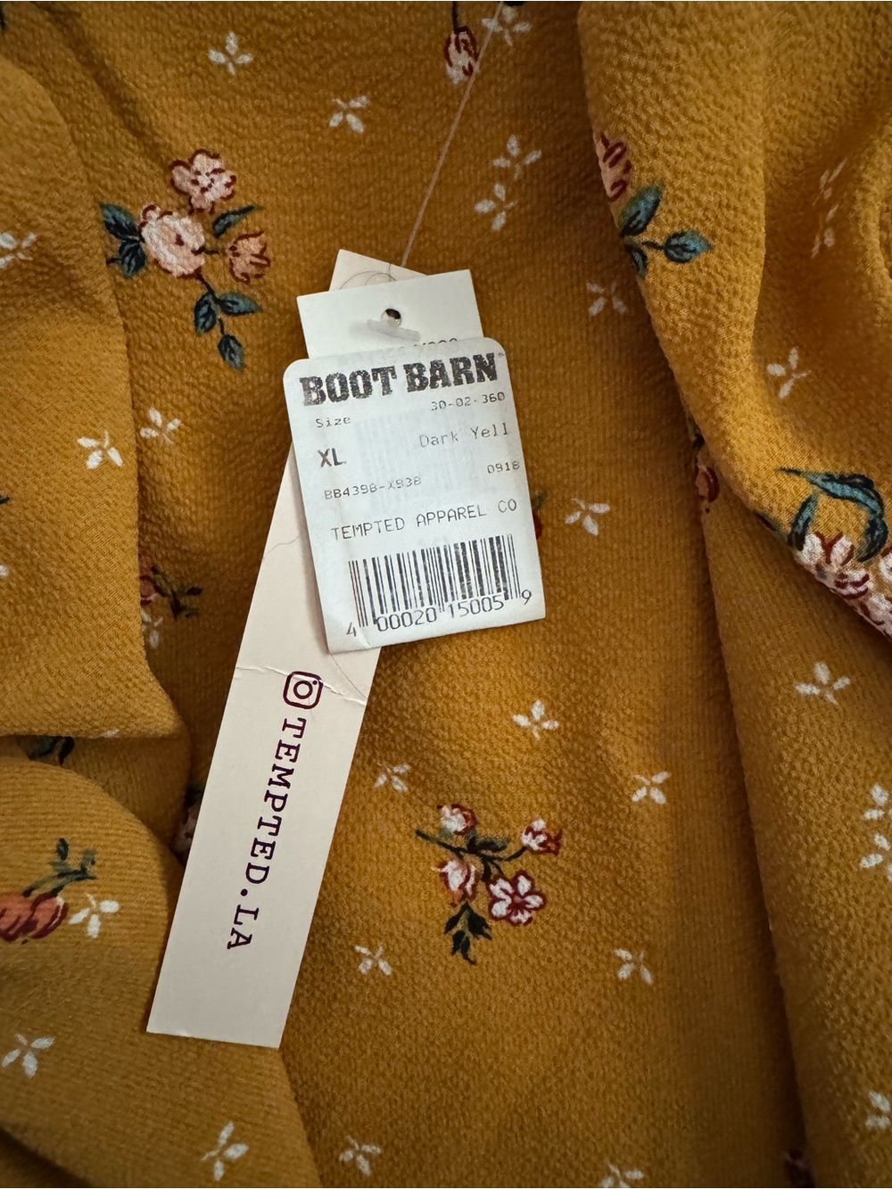 Tempted Mustard Floral Ruffle Button-Front Blouse - Picture 4 of 4